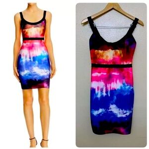 WOW Couture Womens Tie-Dye Party Bodycon Mini Sheath Dress Small Multi Color